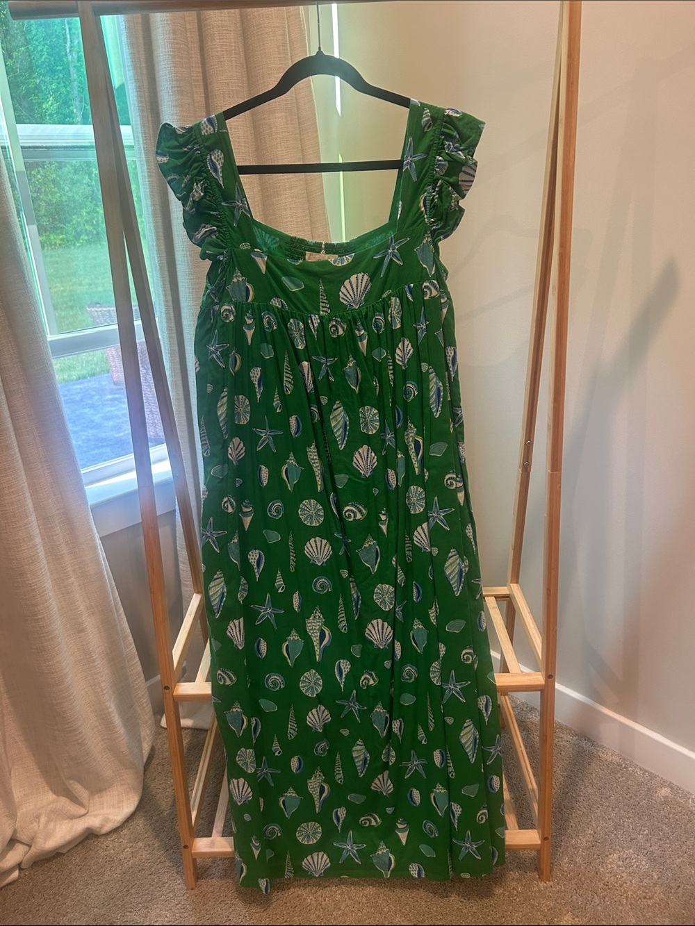 Printfresh Green Seashell Print Maxi Dress